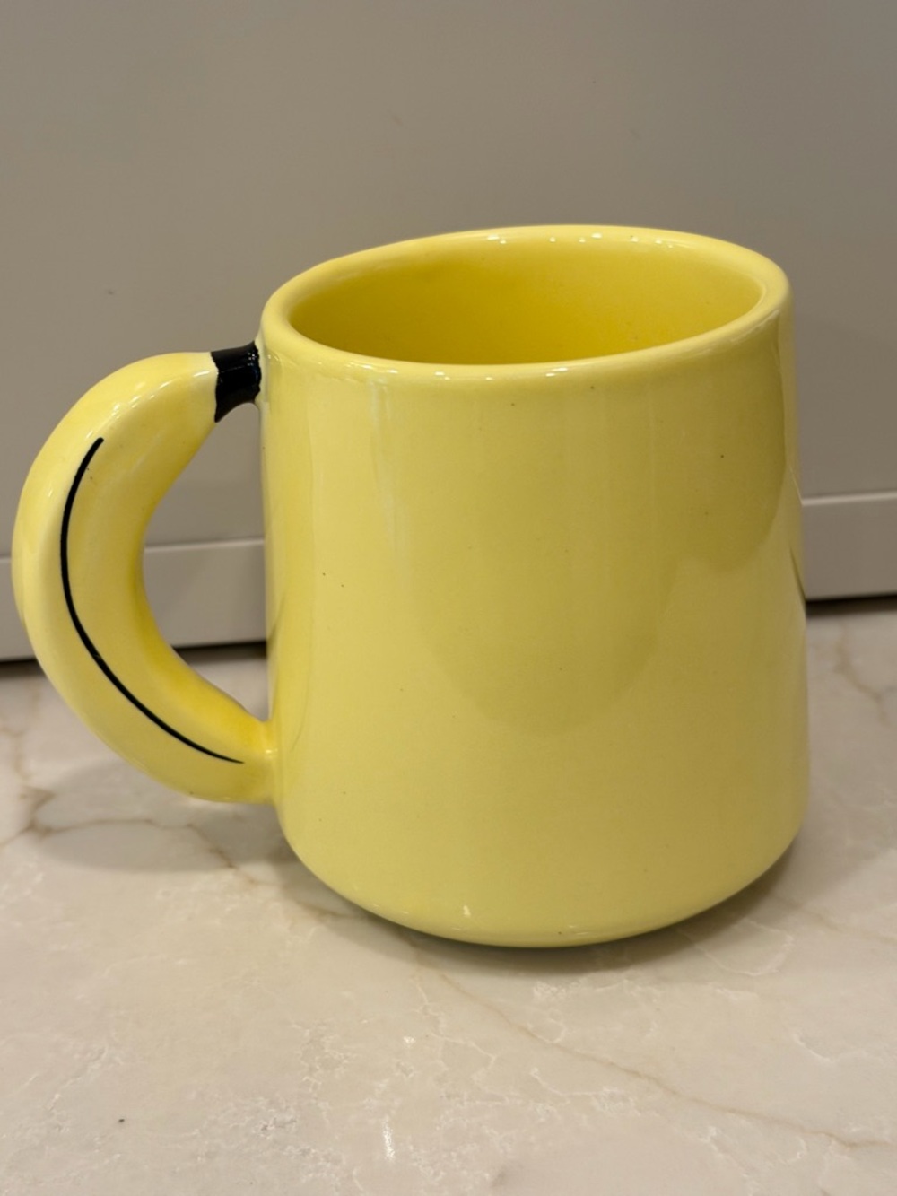 Yellow BANANA HANDLE Coffee Mug with Curved Handle